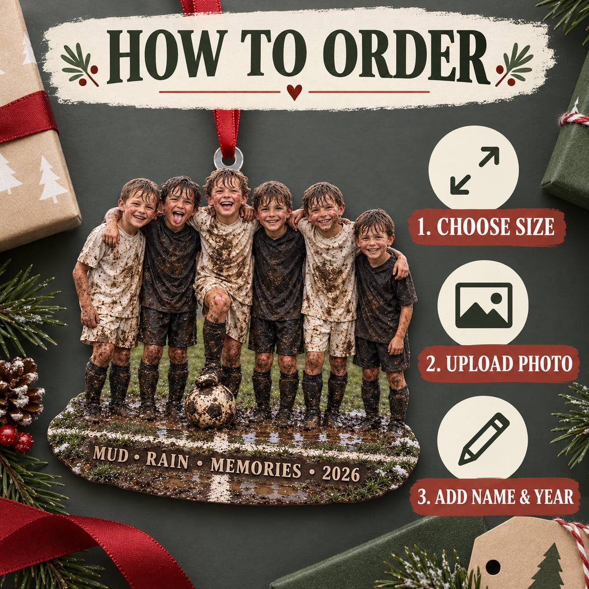 Custom Photo Muddy Rain Game Acrylic Ornament — How to order
