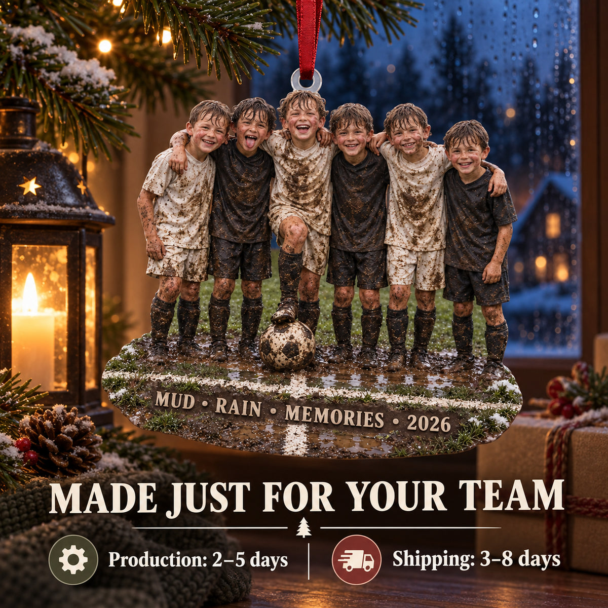 Custom Photo Muddy Rain Game Acrylic Ornament — Production and delivery