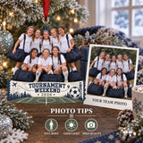 Custom Photo Soccer Tournament Weekend Acrylic Ornament — Personalization guide