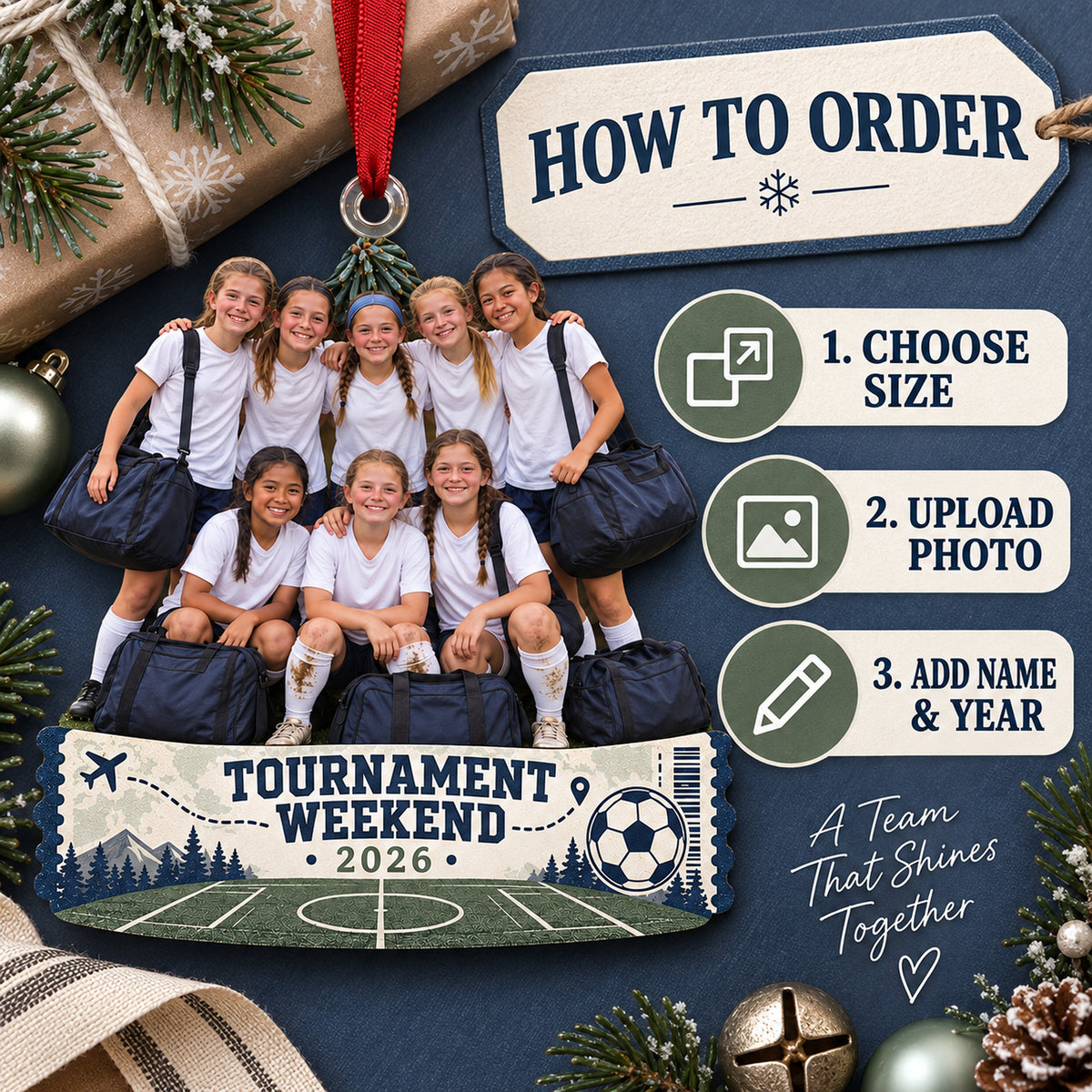Custom Photo Soccer Tournament Weekend Acrylic Ornament — How to order