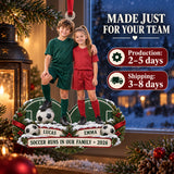 Custom Photo Sibling Soccer Duo Acrylic Ornament — Production and delivery