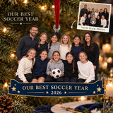Custom Photo Youth Soccer Team Banquet Acrylic Ornament — Main design