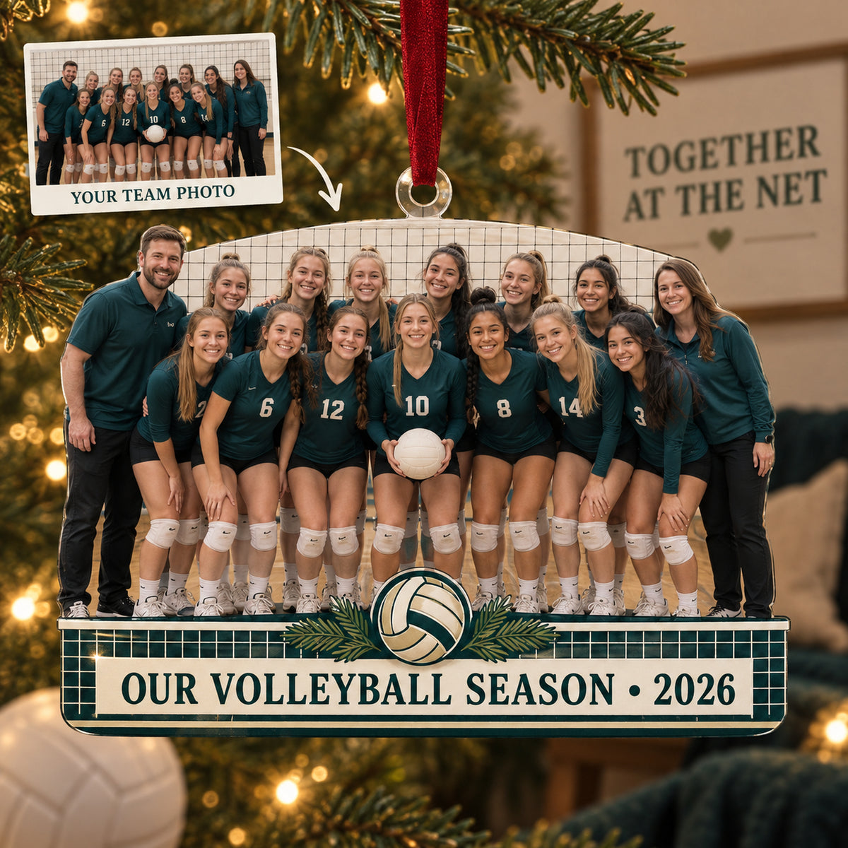 Custom Photo Full Team Net Lineup Acrylic Ornament — Main design