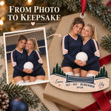 Custom Photo Setter and Hitter Duo Acrylic Ornament — Personalization example