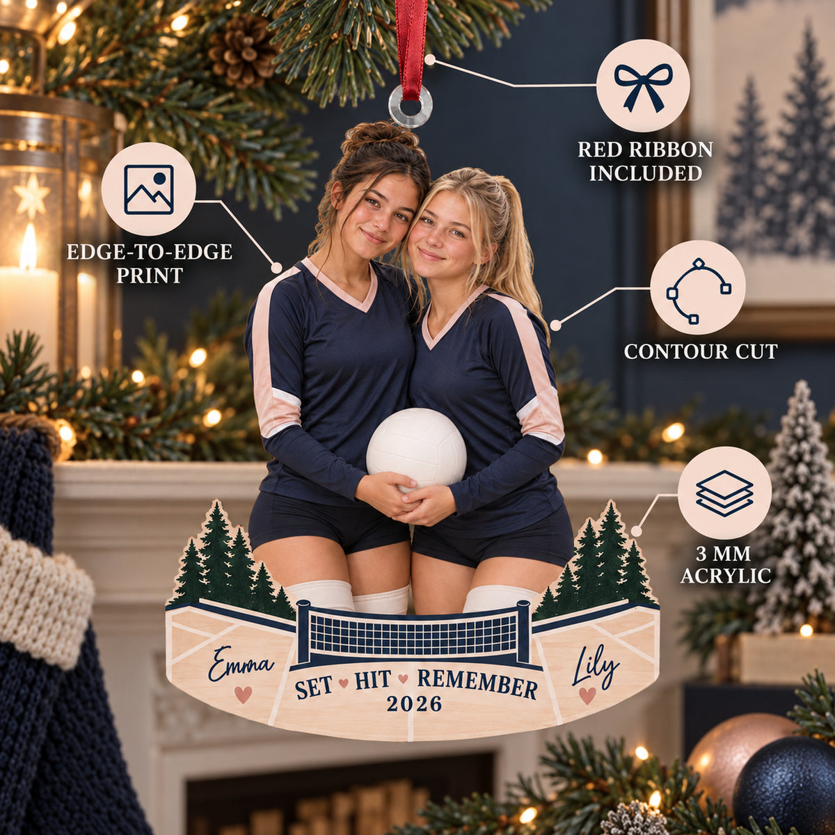 Custom Photo Setter and Hitter Duo Acrylic Ornament — Product details