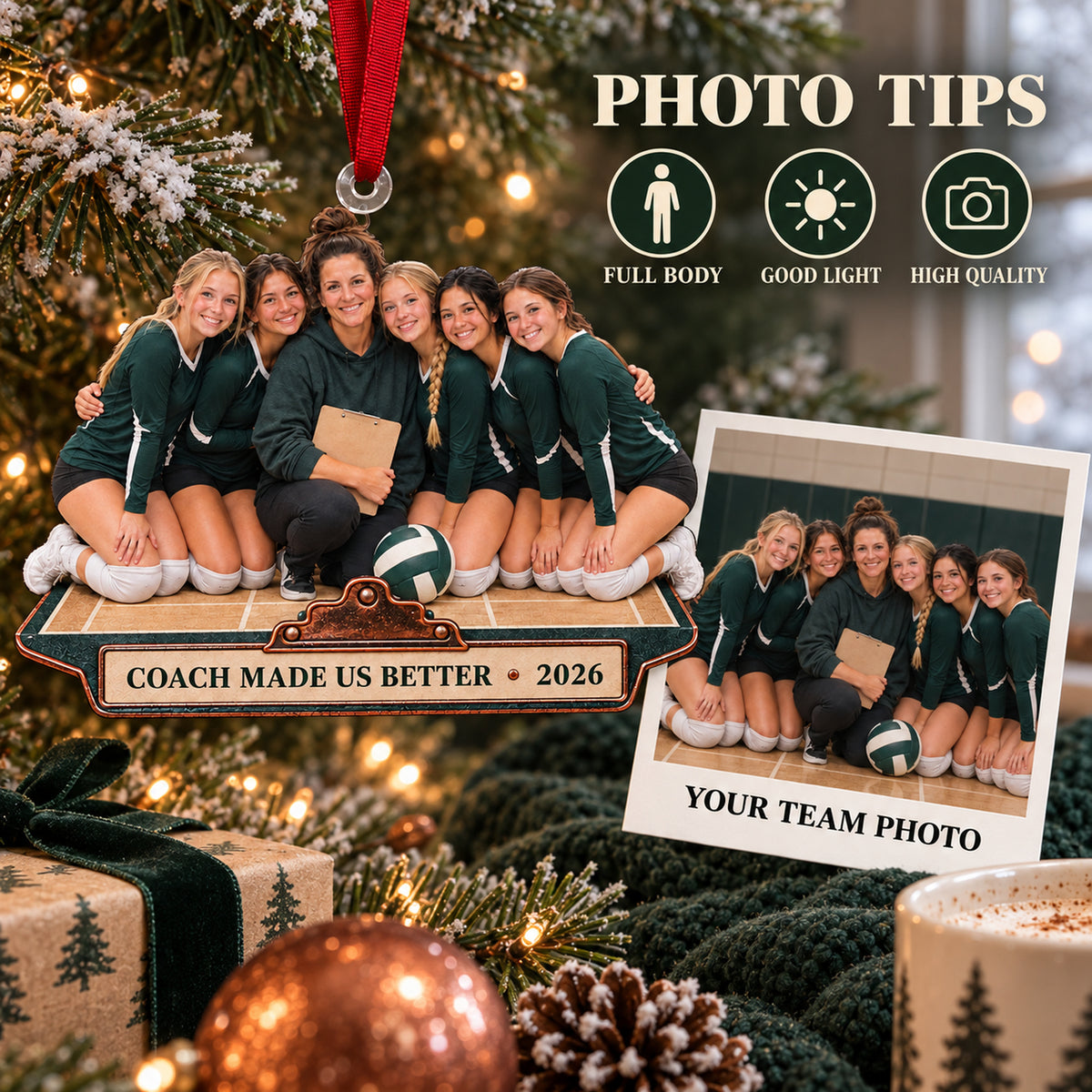 Custom Photo Coach and Team Sideline Acrylic Ornament — Personalization guide