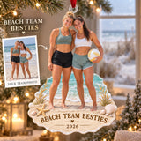 Custom Photo Beach Volleyball Teammates Acrylic Ornament — Main design