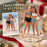 Custom Photo Beach Volleyball Teammates Acrylic Ornament — Personalization example
