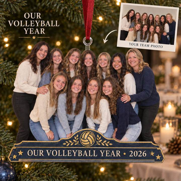 Custom Photo Volleyball Team Banquet Acrylic Ornament — Main design