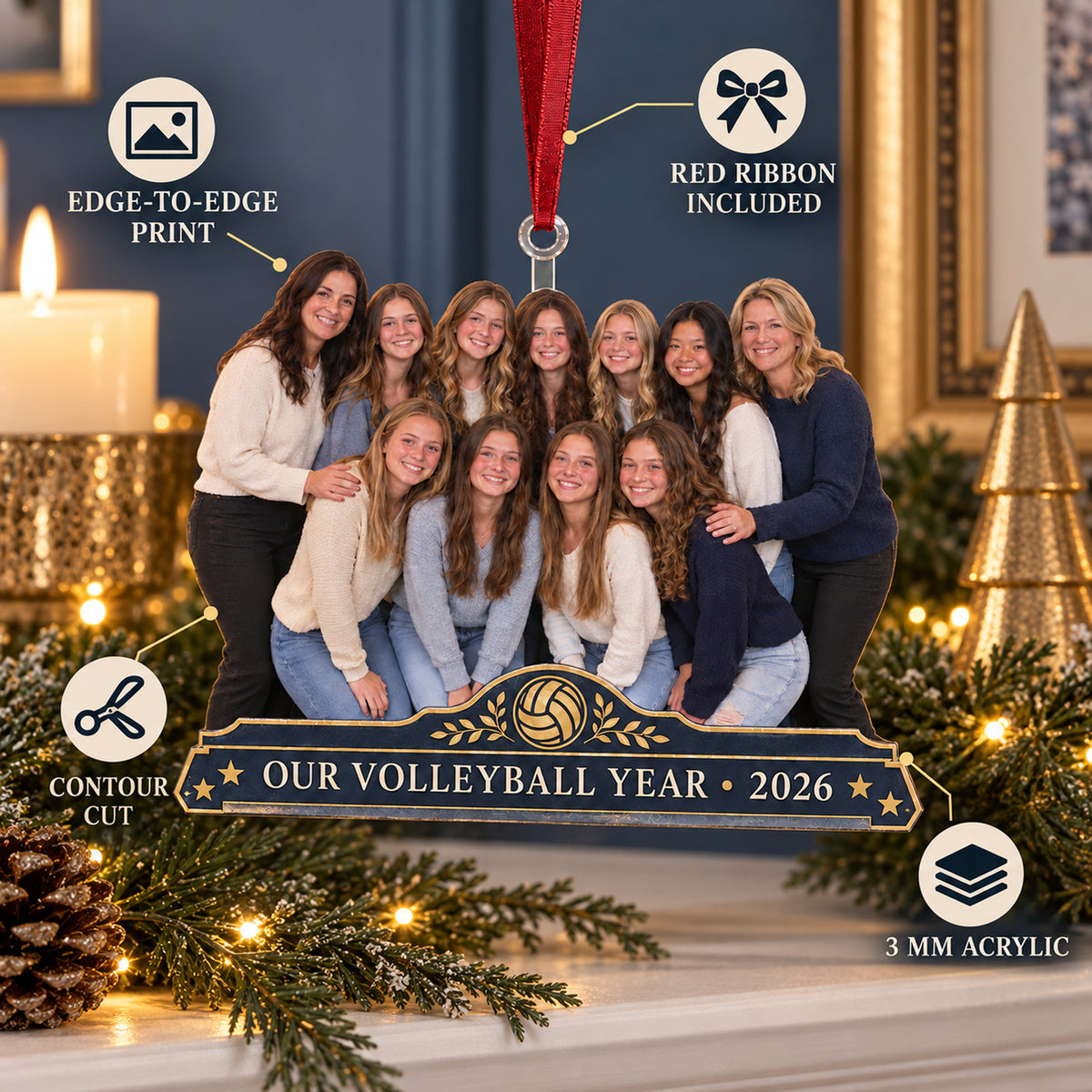 Custom Photo Volleyball Team Banquet Acrylic Ornament — Product details