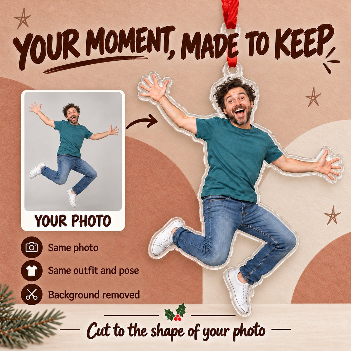 Custom Photo Jumping Joy Acrylic Ornament — Photo to ornament