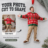 Custom Photo Ugly Sweater Star Acrylic Ornament — Main design