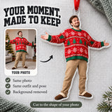 Custom Photo Ugly Sweater Star Acrylic Ornament — Personalization example