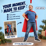 Custom Photo Dad Superhero Acrylic Ornament — Personalization example