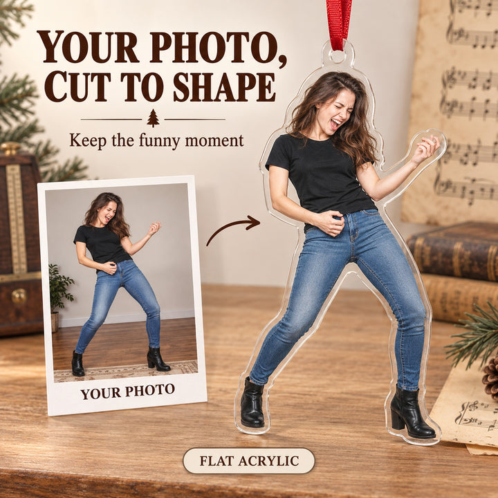 Custom Photo Air Guitar Hero Acrylic Ornament — Main design