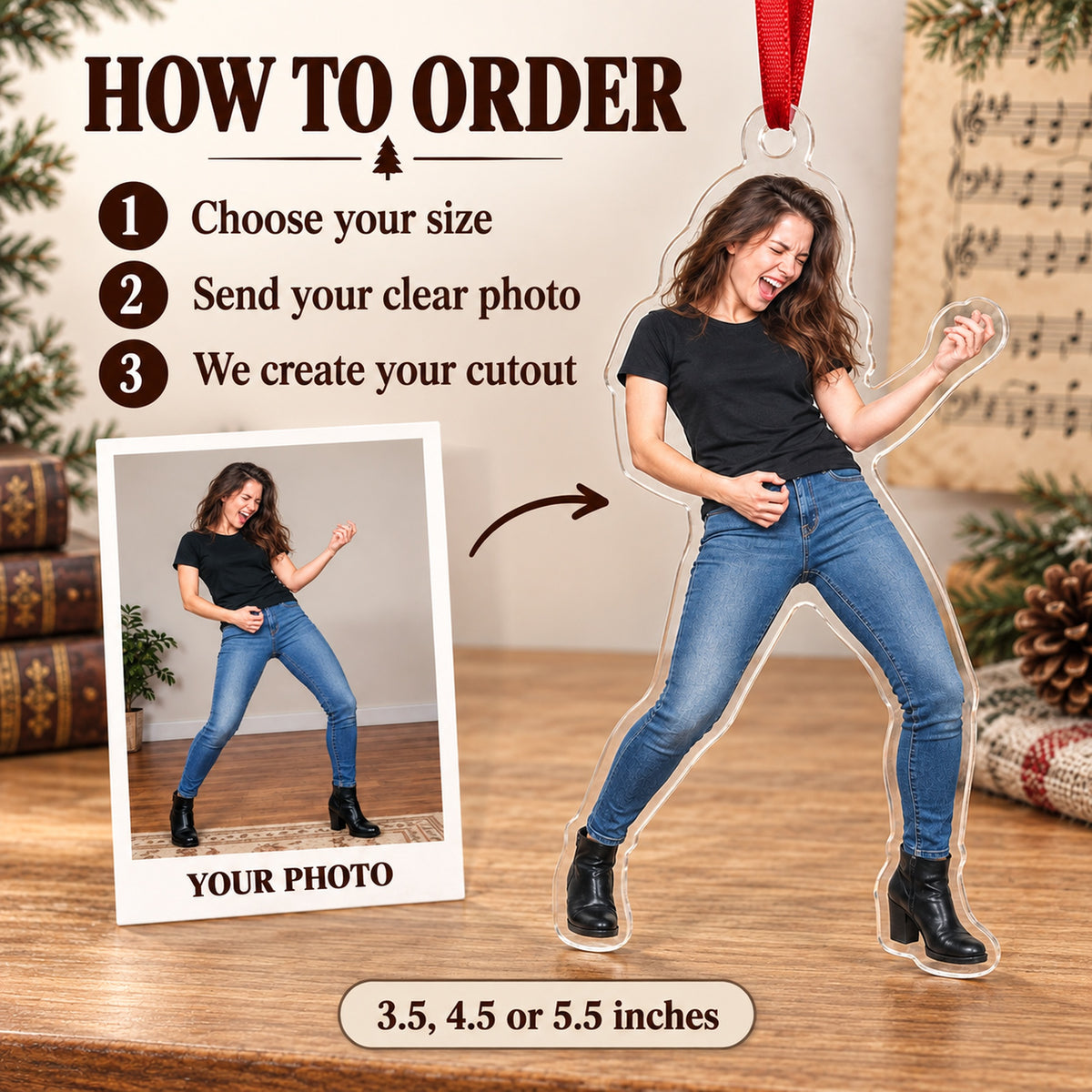 Custom Photo Air Guitar Hero Acrylic Ornament — How to order