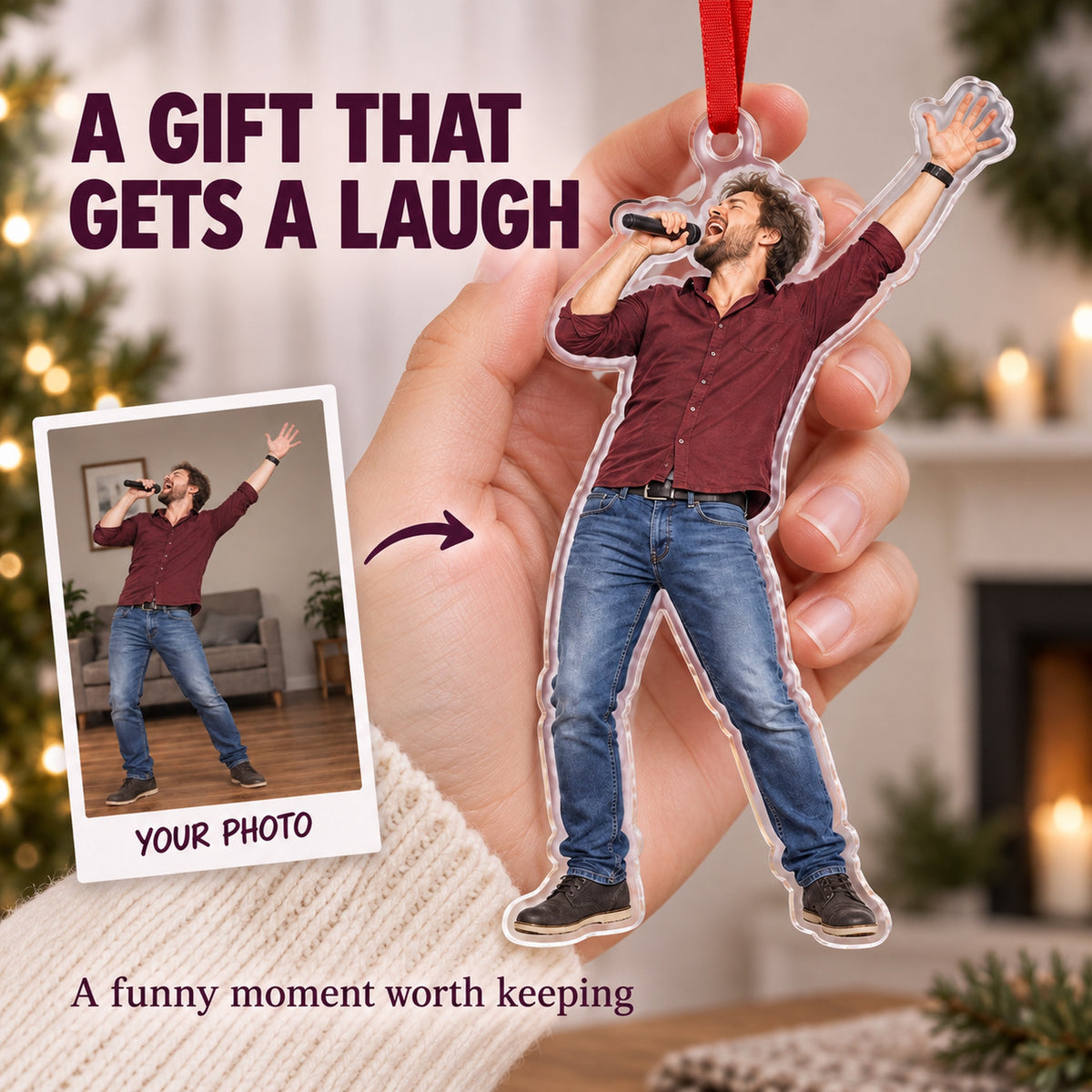 Custom Photo Karaoke Superstar Acrylic Ornament — Gift inspiration