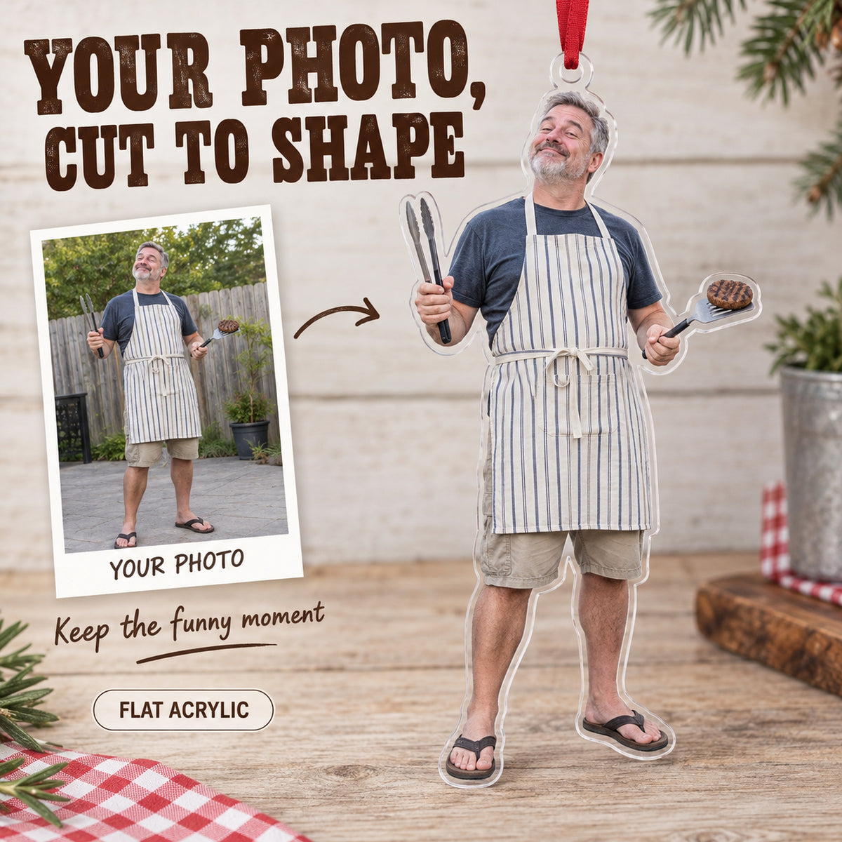 Custom Photo BBQ Boss Acrylic Ornament — Main design