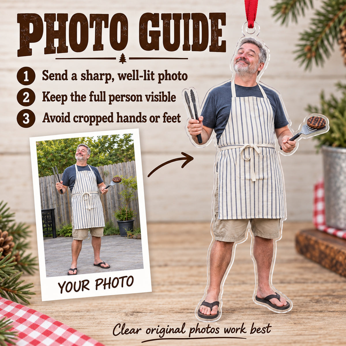 Custom Photo BBQ Boss Acrylic Ornament — Personalization guide