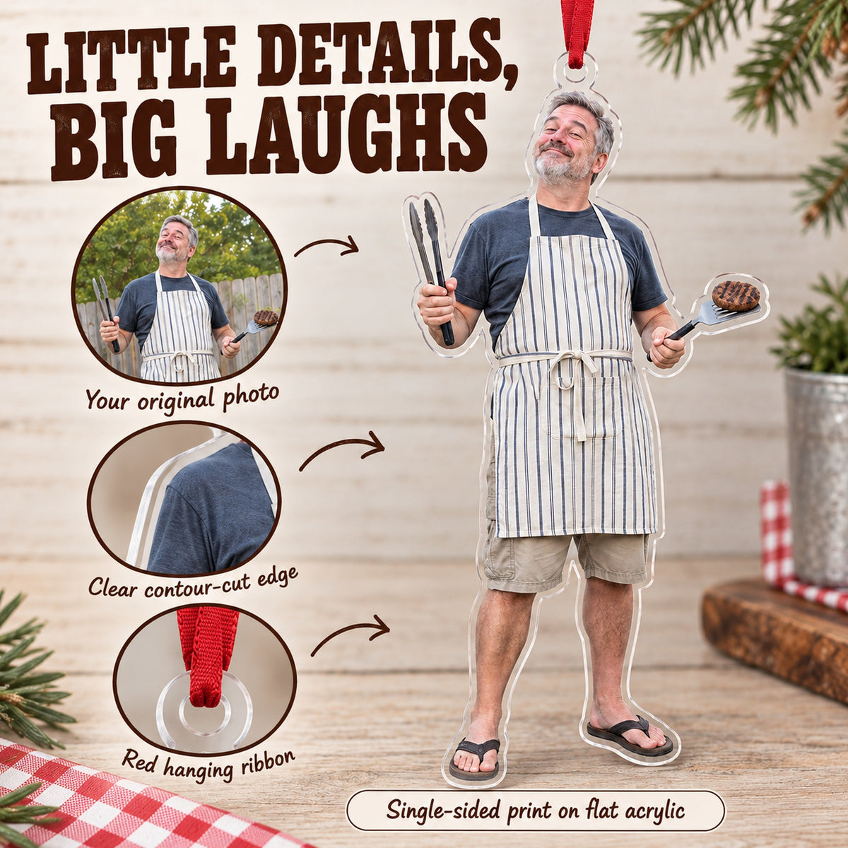 Custom Photo BBQ Boss Acrylic Ornament — Product details