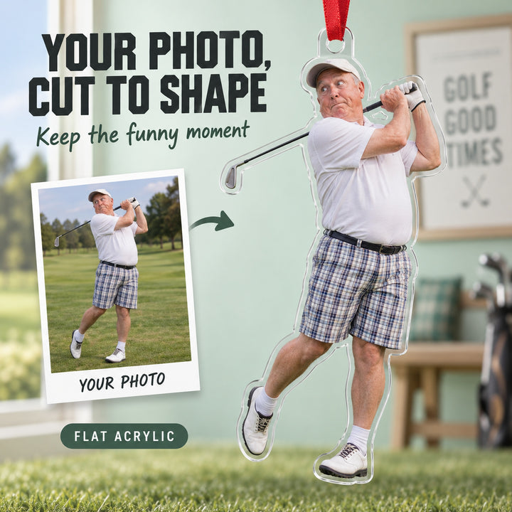 Custom Photo Golf Goof Acrylic Ornament — Main design