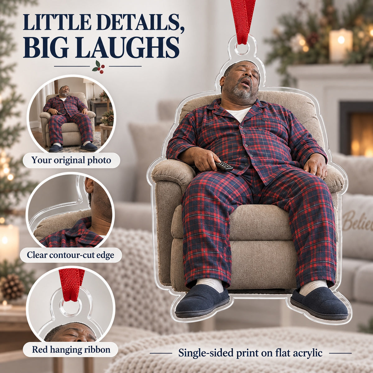 Custom Photo Nap Champion Acrylic Ornament — Product details