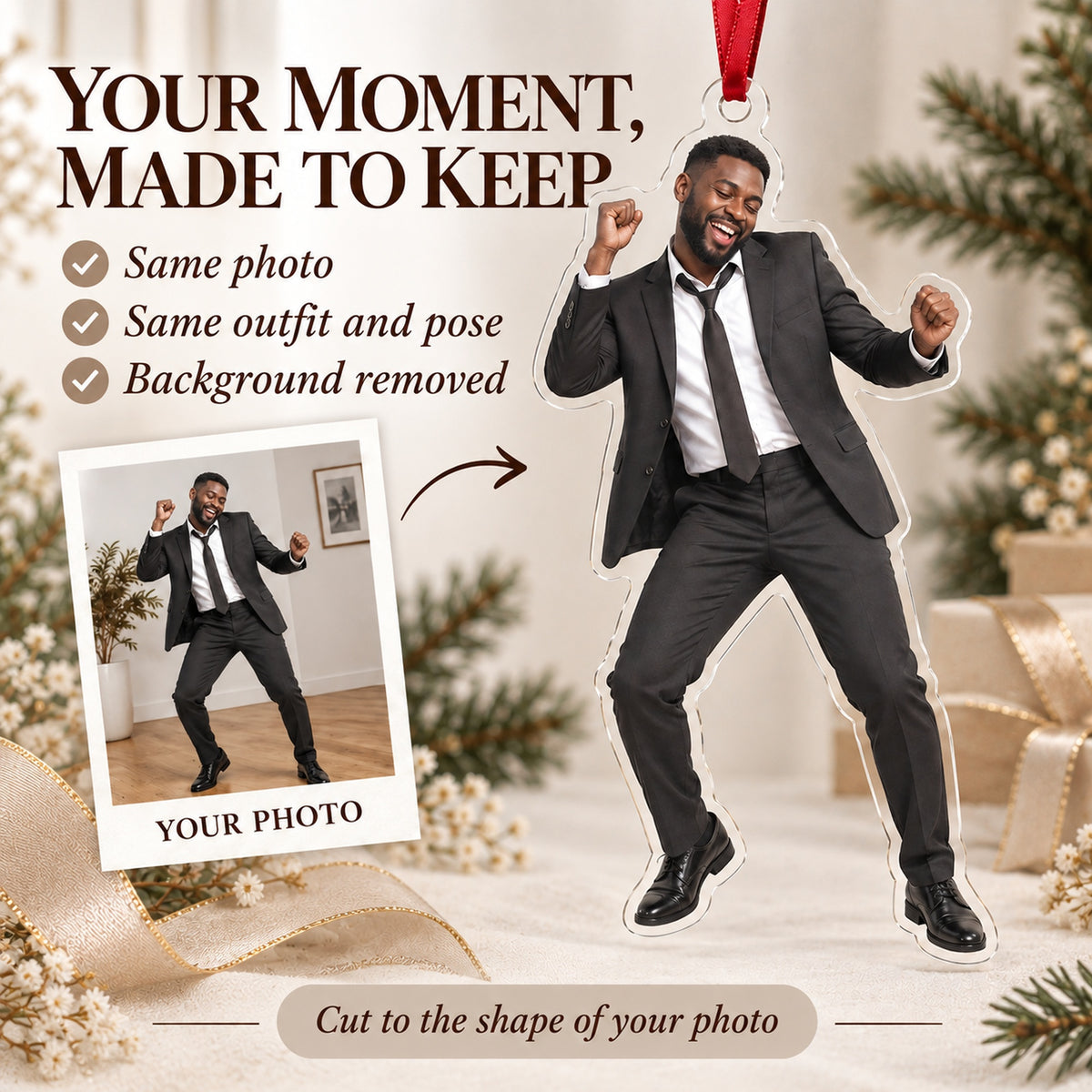 Custom Photo Wedding Dance Acrylic Ornament — Personalization example