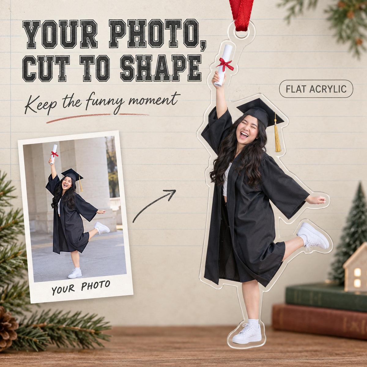 Custom Photo Graduation Goof Acrylic Ornament — Main design