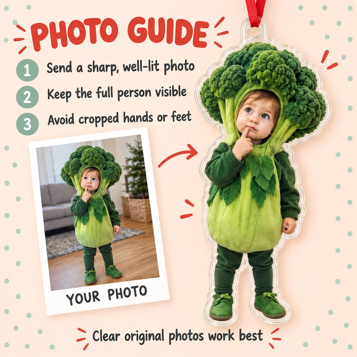 Custom Photo Little Costume Star Acrylic Ornament — Personalization guide