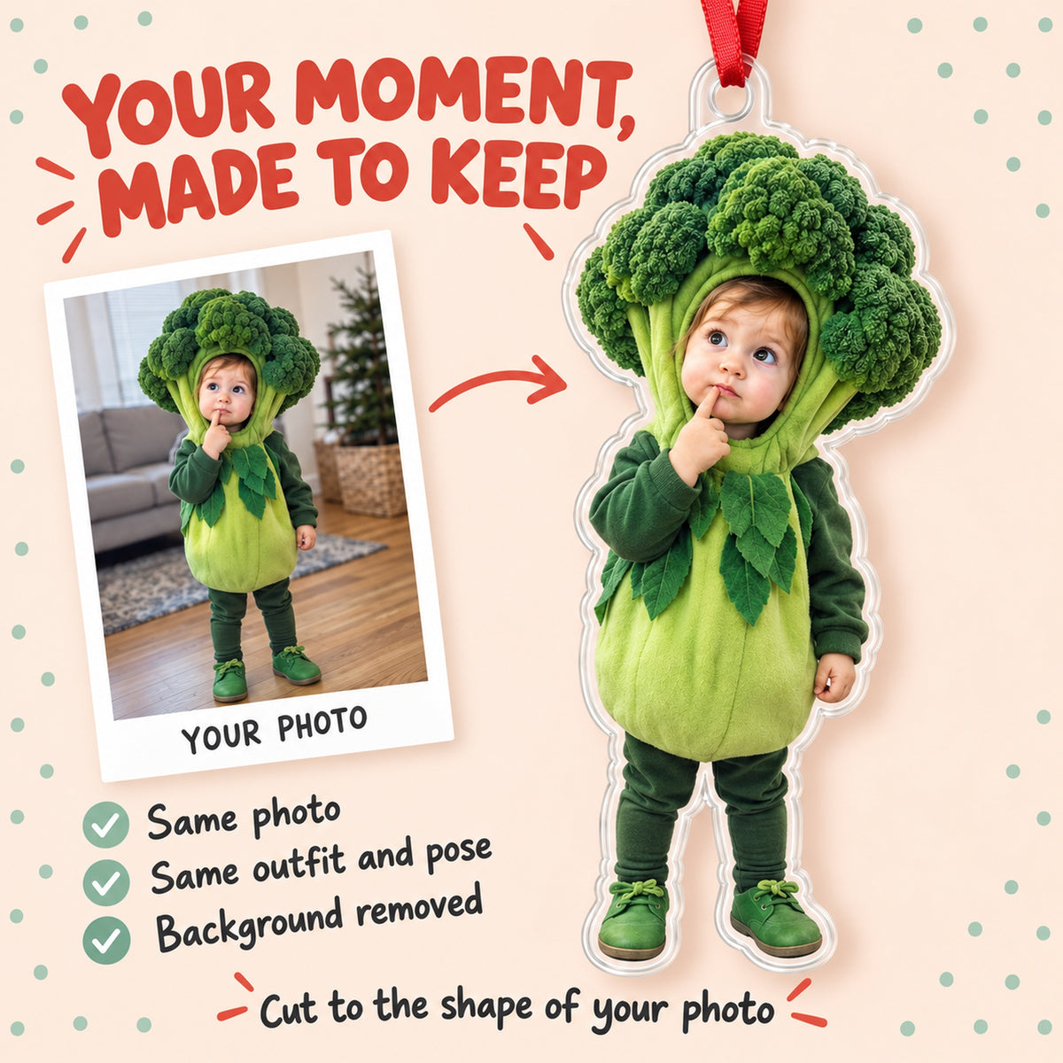 Custom Photo Little Costume Star Acrylic Ornament — Personalization example