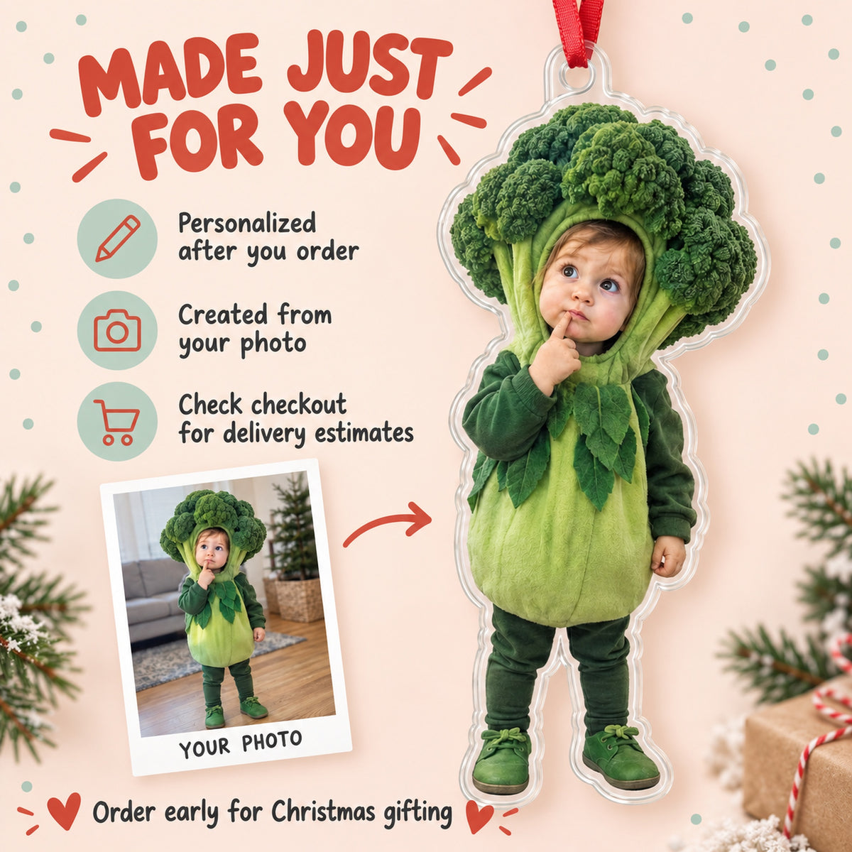 Custom Photo Little Costume Star Acrylic Ornament — Production and delivery