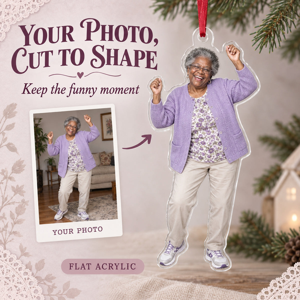 Custom Photo Grandma Dance Star Acrylic Ornament — Main design