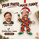 Custom Face Christmas Lights Disaster Acrylic Ornament — Main design