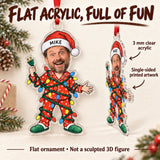 Custom Face Christmas Lights Disaster Acrylic Ornament — Flat acrylic material