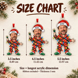 Custom Face Christmas Lights Disaster Acrylic Ornament — Size guide