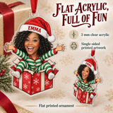 Custom Photo Face Surprise Gift Box Acrylic Ornament — Flat acrylic material