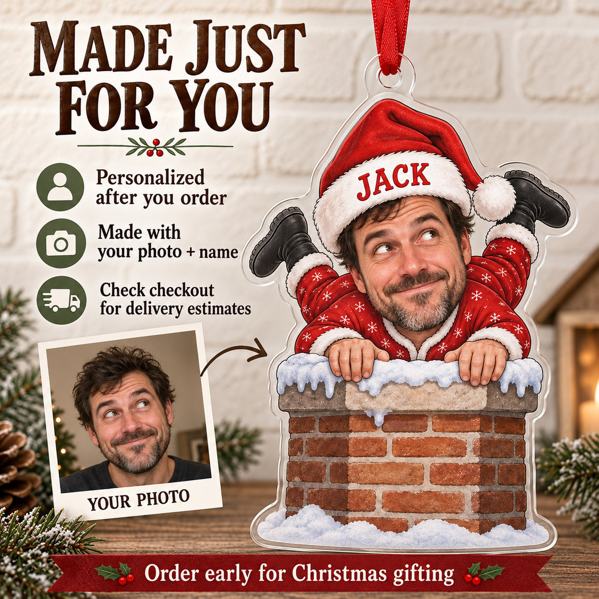 Custom Photo Face Chimney Traffic Jam Acrylic Ornament — Production and delivery