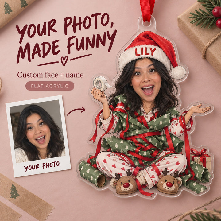 Custom Photo Face Wrapping Paper Wrestling Acrylic Ornament — Main design