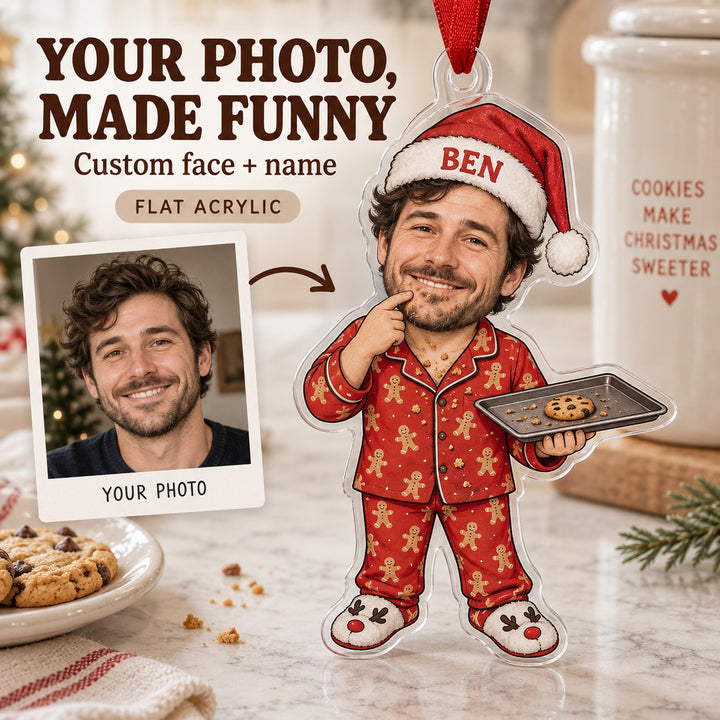 Custom Photo Face Cookie Quality Control Acrylic Ornament — Main design