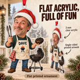 Custom Photo Face Grill Dad on Duty Acrylic Ornament — Flat acrylic material