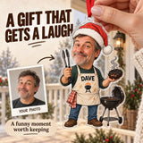 Custom Photo Face Grill Dad on Duty Acrylic Ornament — Gift inspiration
