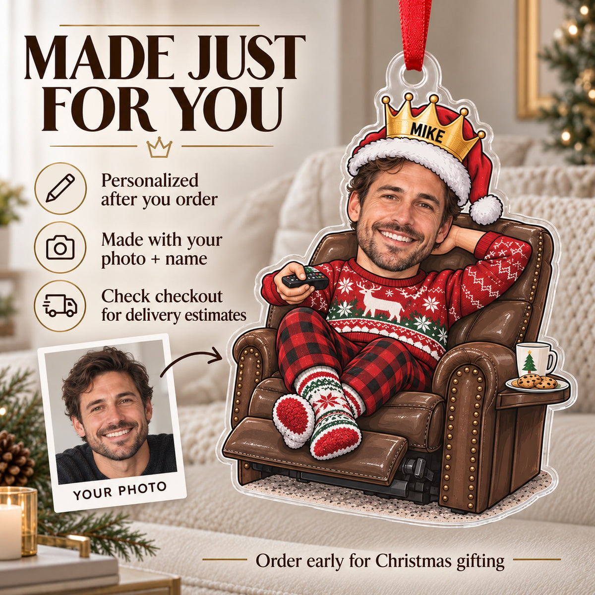 Custom Photo Face Remote Control Royalty Acrylic Ornament — Production and delivery
