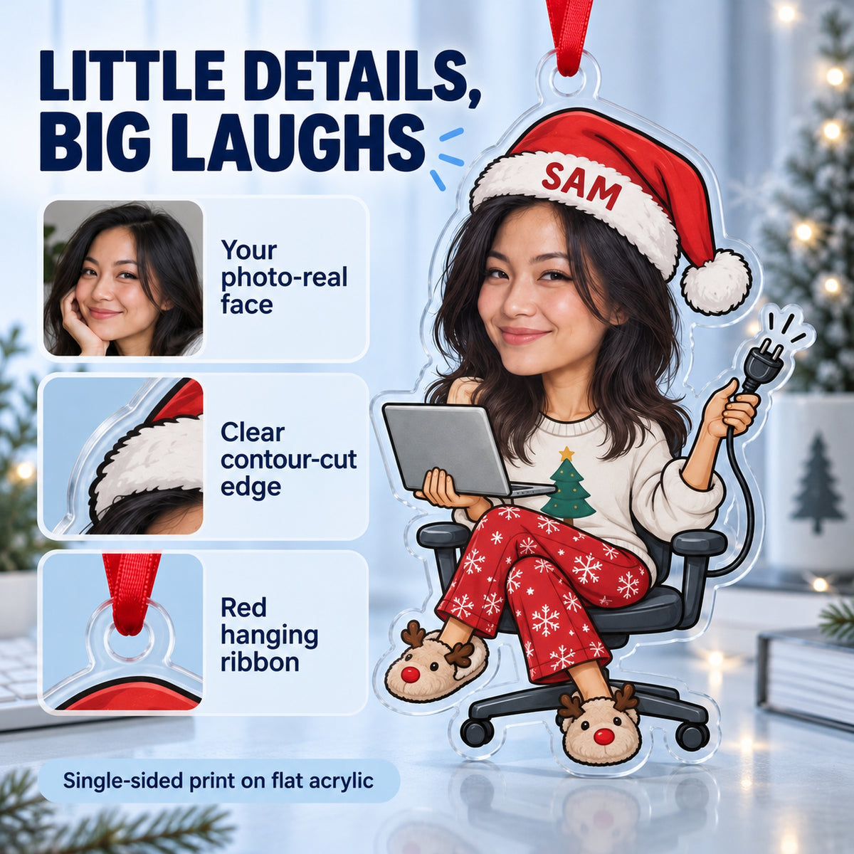 Custom Photo Face IT Restart Specialist Acrylic Ornament — Product details