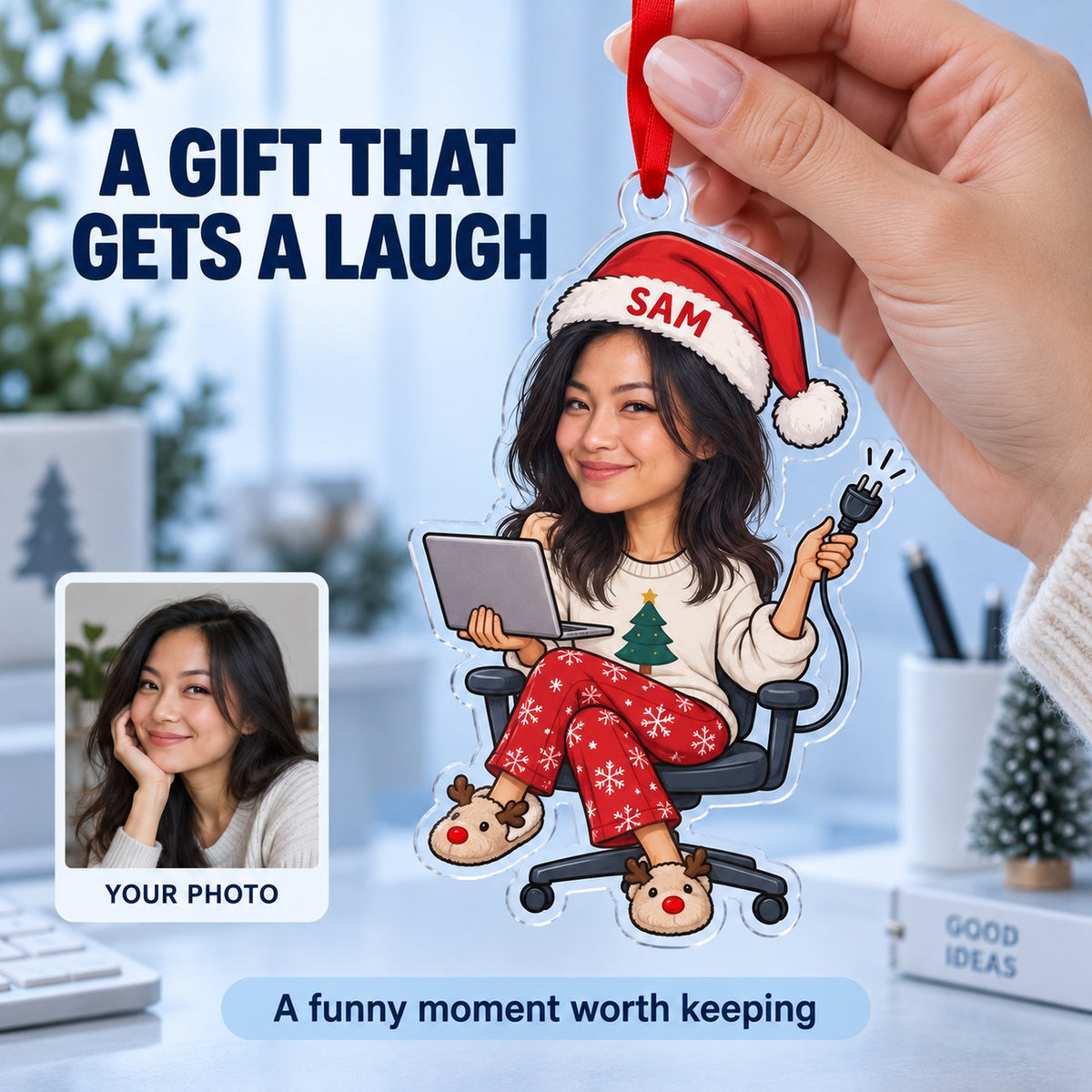 Custom Photo Face IT Restart Specialist Acrylic Ornament — Gift inspiration