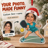 Custom Photo Face Pickleball Obsessed Acrylic Ornament — Main design