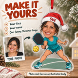 Custom Photo Face Pickleball Obsessed Acrylic Ornament — Personalization example