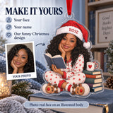Custom Photo Face One More Chapter Acrylic Ornament — Personalization example