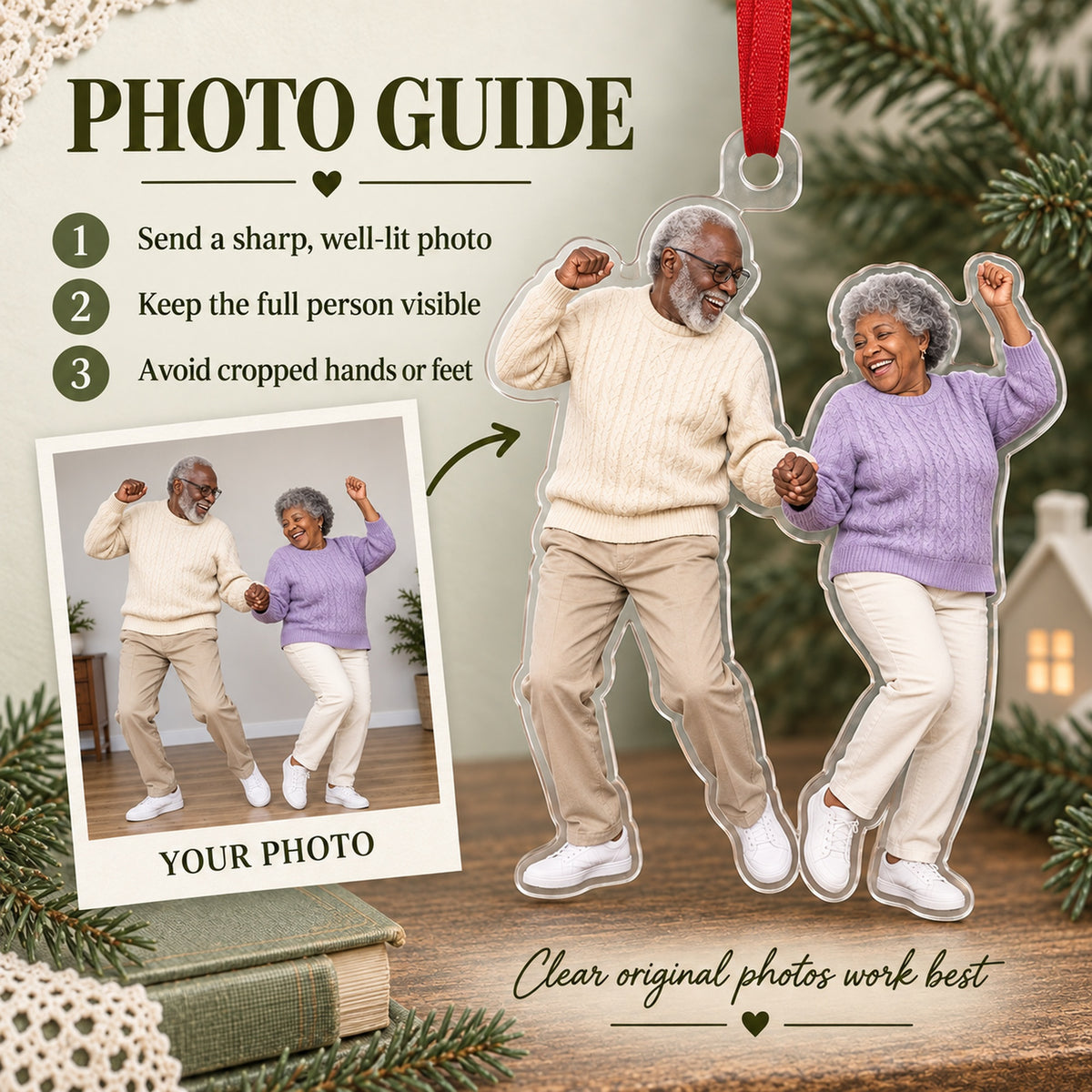 Custom Photo Grandparents Goofballs Acrylic Ornament — Personalization guide