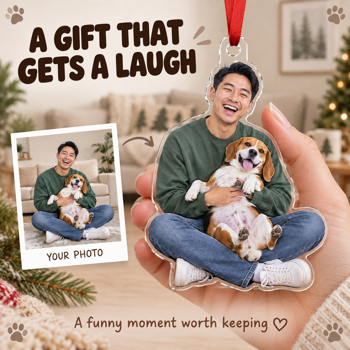 Custom Photo Dog and Dad Moment Acrylic Ornament — Gift inspiration