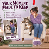 Custom Photo Cat Takes the Chair Acrylic Ornament — Personalization example